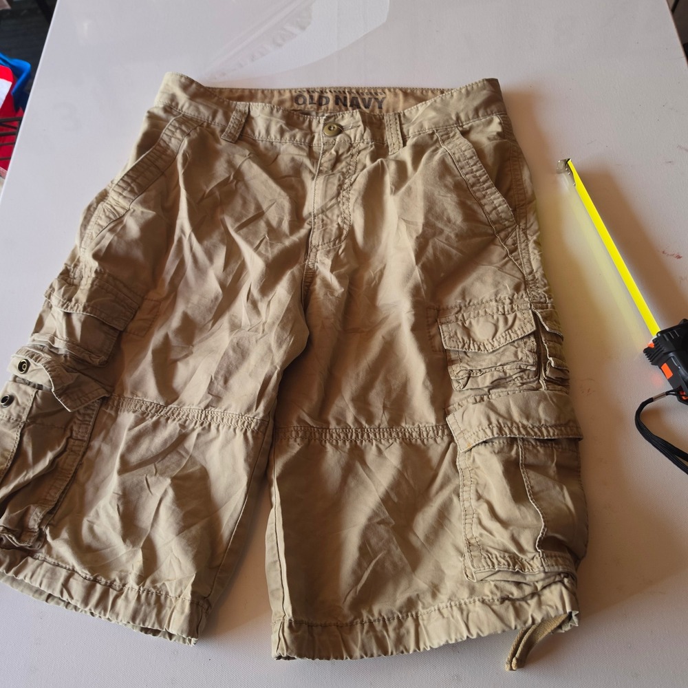 Old Navy Mens Tan Khaki Cargo Shorts Size 29 Cotton Outdoor Casual Utility